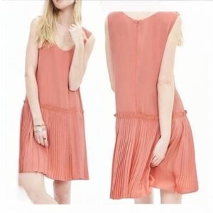 Banana Republic Coral Pleated Midi Dress